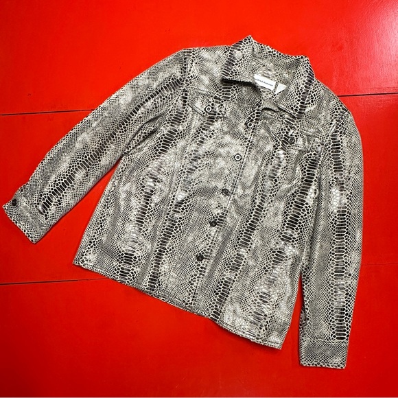 Alfred Dunner Jackets & Blazers - ALFRED DUNNER SNIMAL SANKE PRINT IRIDESCENT BRONZE COPPER CREAM